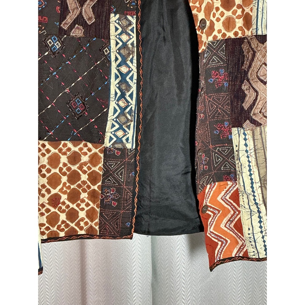 Chico's Patchwork Open Front Vest Embellished Sle… - image 1